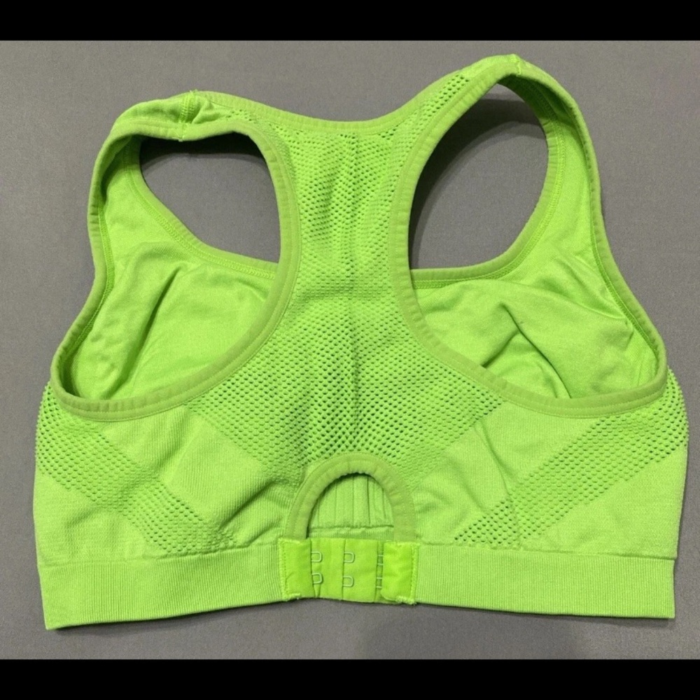 VSX Victoria's Secret Sport Bra Women Medium Unpadded Neon Green Racerback - Picture 2 of 3